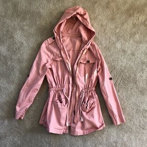 Salmon pink jacket with draw-string cinch waist